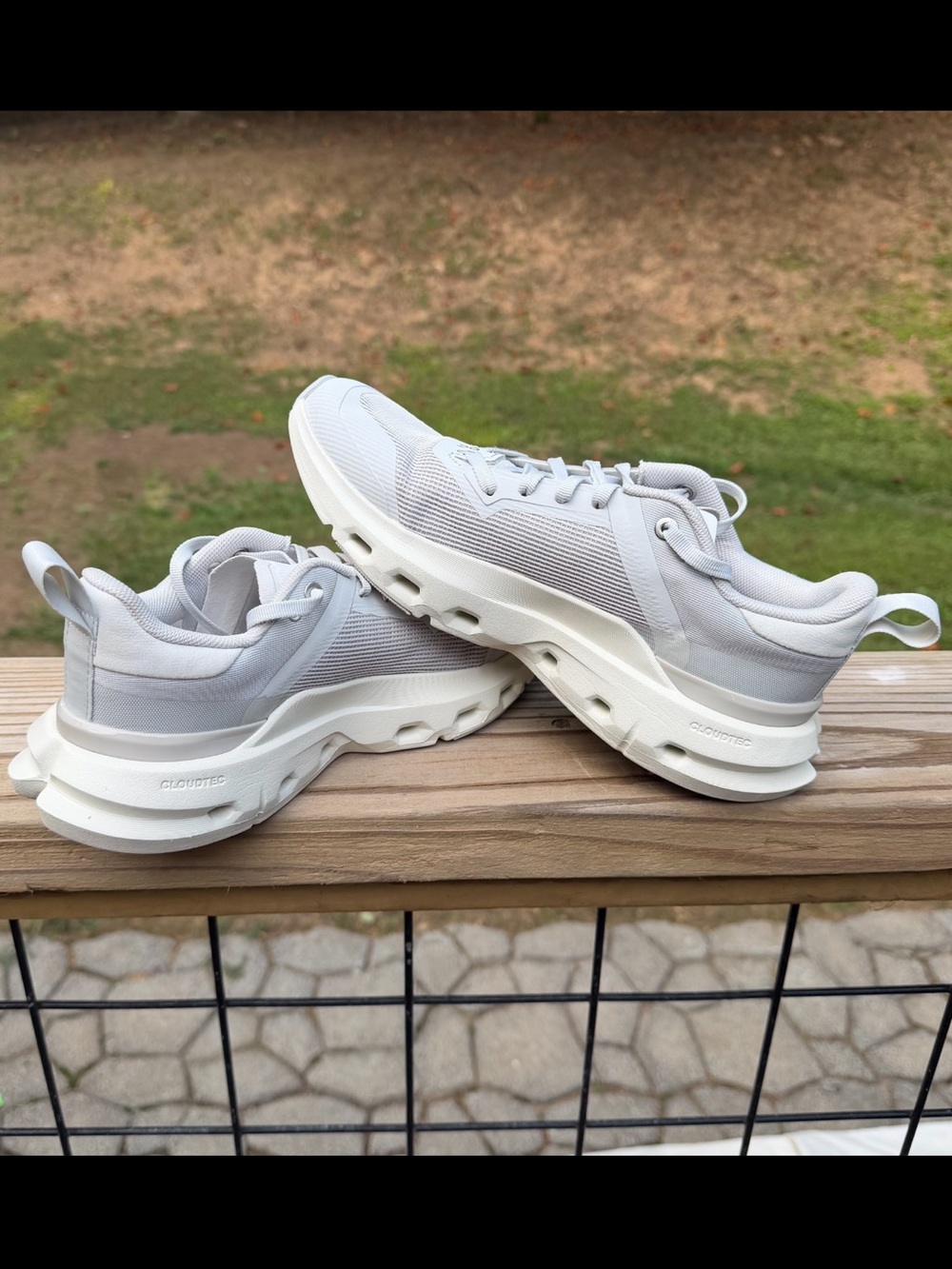 On Running Women's Sneakers in Light Gray and White Cream